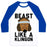 Virgin Teez  Baseball Tee Unisex Classic Baseball Tee / x-small / White/Blue BEAST LIKE A KLINGON UNISEX CLASSIC BASEBALL TEE