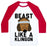 Virgin Teez  Baseball Tee Unisex Classic Baseball Tee / x-small / White/Red BEAST LIKE A KLINGON UNISEX CLASSIC BASEBALL TEE