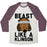 Virgin Teez  Baseball Tee Unisex Tri-Blend Baseball Tee / small / Oatmeal / Maroon BEAST LIKE A KLINGON UNISEX TRI-BLEND BASEBALL TEE