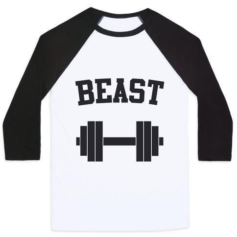 Virgin Teez  Baseball Tee Unisex Classic Baseball Tee / x-small / White/Black BEAST UNISEX CLASSIC BASEBALL TEE
