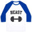 Virgin Teez  Baseball Tee Unisex Classic Baseball Tee / x-small / White/Blue BEAST UNISEX CLASSIC BASEBALL TEE