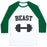 Virgin Teez  Baseball Tee Unisex Classic Baseball Tee / x-small / White/Dark Green BEAST UNISEX CLASSIC BASEBALL TEE