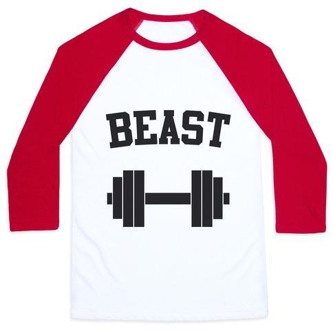 Virgin Teez  Baseball Tee Unisex Classic Baseball Tee / x-small / White/Red BEAST UNISEX CLASSIC BASEBALL TEE