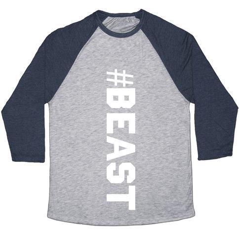 Virgin Teez  Baseball Tee Unisex Tri-Blend Baseball Tee / small / Athletic Gray / Navy BEAST UNISEX TRI-BLEND BASEBALL TEE