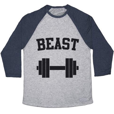 Virgin Teez  Baseball Tee Unisex Tri-Blend Baseball Tee / small / Athletic Gray / Navy BEAST UNISEX TRI-BLEND BASEBALL TEE
