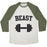 Virgin Teez  Baseball Tee Unisex Tri-Blend Baseball Tee / small / Oatmeal / Moss BEAST UNISEX TRI-BLEND BASEBALL TEE