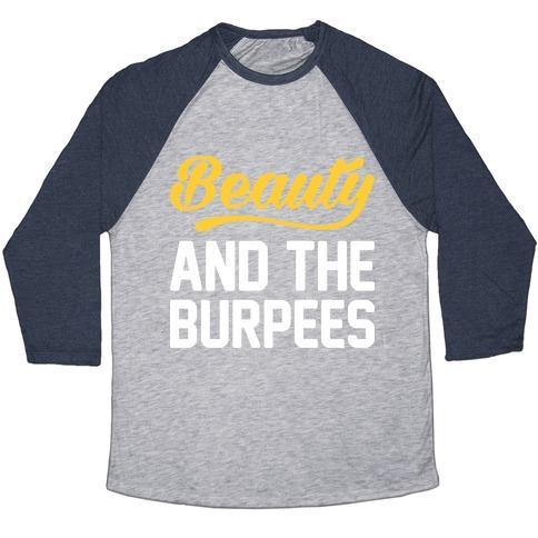 Virgin Teez  Baseball Tee Unisex Tri-Blend Baseball Tee / small / Athletic Gray / Navy BEAUTY AND THE BURPEES UNISEX TRI-BLEND BASEBALL TEE