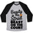 Virgin Teez  Baseball Tee Unisex Tri-Blend Baseball Tee / small / Athletic Gray / Black BEAUTY IN THE STREET BEAST ON THE COURT UNISEX TRI-BLEND BASEBALL TEE