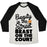Virgin Teez  Baseball Tee Unisex Tri-Blend Baseball Tee / small / Oatmeal / Black BEAUTY IN THE STREET BEAST ON THE COURT UNISEX TRI-BLEND BASEBALL TEE