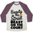 Virgin Teez  Baseball Tee Unisex Tri-Blend Baseball Tee / small / Oatmeal / Maroon BEAUTY IN THE STREET BEAST ON THE COURT UNISEX TRI-BLEND BASEBALL TEE