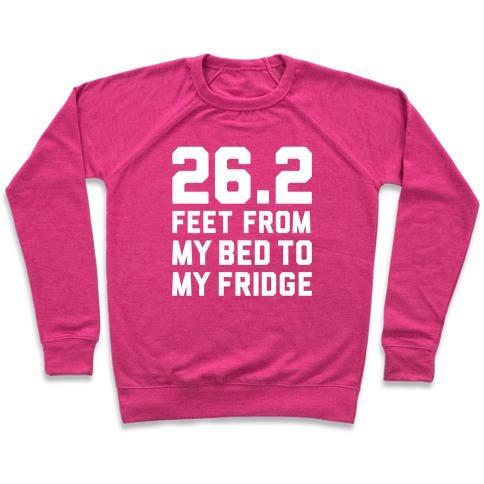 Virgin Teez  Pullover Crewneck Sweatshirt / x-small / Deep Pink BED TO FRIDGE CREWNECK SWEATSHIRT