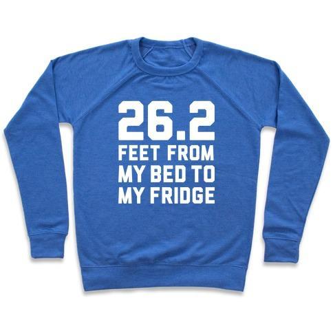 Virgin Teez  Pullover Crewneck Sweatshirt / x-small / Heathered Blue BED TO FRIDGE CREWNECK SWEATSHIRT