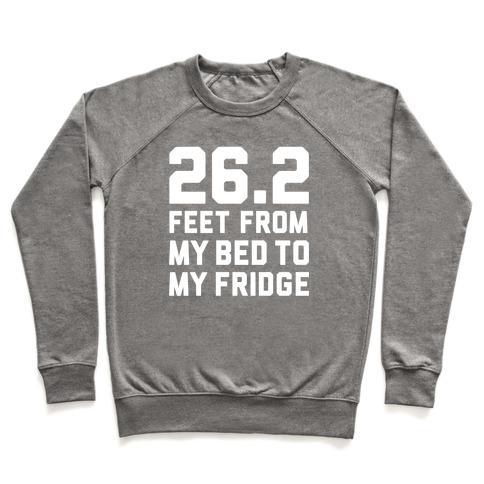 Virgin Teez  Pullover Crewneck Sweatshirt / x-small / Heathered Gray BED TO FRIDGE CREWNECK SWEATSHIRT
