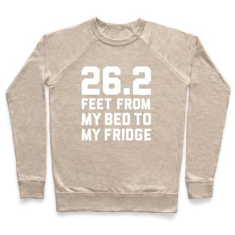 Virgin Teez  Pullover Crewneck Sweatshirt / x-small / Heathered Oatmeal BED TO FRIDGE CREWNECK SWEATSHIRT