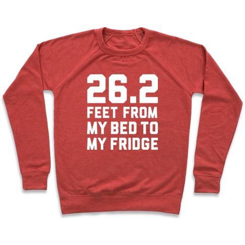 Virgin Teez  Pullover Crewneck Sweatshirt / x-small / Heathered Red BED TO FRIDGE CREWNECK SWEATSHIRT