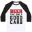 Virgin Teez  Baseball Tee Unisex Classic Baseball Tee / x-small / White/Black BEER: THE ONLY GOOD CARB UNISEX CLASSIC BASEBALL TEE