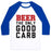 Virgin Teez  Baseball Tee Unisex Classic Baseball Tee / x-small / White/Blue BEER: THE ONLY GOOD CARB UNISEX CLASSIC BASEBALL TEE
