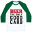 Virgin Teez  Baseball Tee Unisex Classic Baseball Tee / x-small / White/Dark Green BEER: THE ONLY GOOD CARB UNISEX CLASSIC BASEBALL TEE
