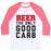 Virgin Teez  Baseball Tee Unisex Classic Baseball Tee / x-small / White/Neon Pink BEER: THE ONLY GOOD CARB UNISEX CLASSIC BASEBALL TEE
