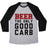 Virgin Teez  Baseball Tee Unisex Tri-Blend Baseball Tee / small / Athletic Gray / Black BEER: THE ONLY GOOD CARB UNISEX TRI-BLEND BASEBALL TEE