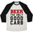 Virgin Teez  Baseball Tee Unisex Tri-Blend Baseball Tee / small / Oatmeal / Black BEER: THE ONLY GOOD CARB UNISEX TRI-BLEND BASEBALL TEE