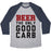 Virgin Teez  Baseball Tee Unisex Tri-Blend Baseball Tee / small / Athletic Gray / Navy BEER: THE ONLY GOOD CARB UNISEX TRI-BLEND BASEBALL TEE