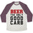 Virgin Teez  Baseball Tee Unisex Tri-Blend Baseball Tee / small / Oatmeal / Maroon BEER: THE ONLY GOOD CARB UNISEX TRI-BLEND BASEBALL TEE
