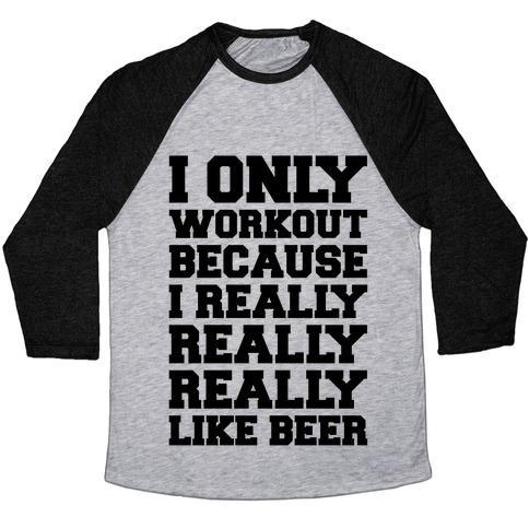 Virgin Teez  Baseball Tee Unisex Tri-Blend Baseball Tee / small / Athletic Gray / Black BEER WORKOUT UNISEX TRI-BLEND BASEBALL TEE