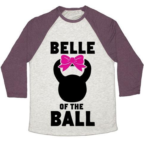 Virgin Teez  Baseball Tee Unisex Tri-Blend Baseball Tee / small / Oatmeal / Maroon BELLE OF THE BALL UNISEX TRI-BLEND BASEBALL TEE