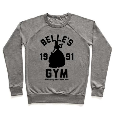 Virgin Teez  Pullover Crewneck Sweatshirt / x-small / Heathered Gray BELLE'S GYM CREWNECK SWEATSHIRT