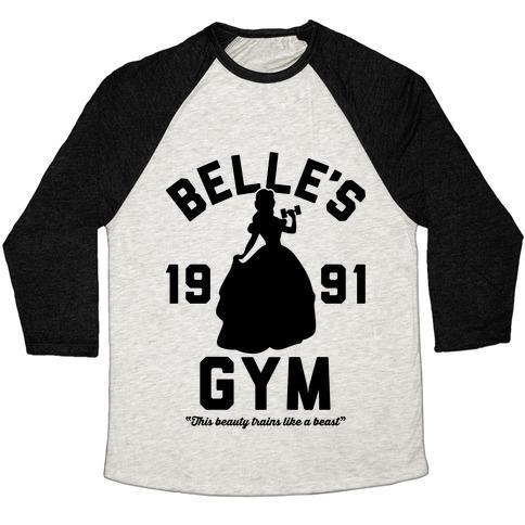 Virgin Teez  Baseball Tee Unisex Tri-Blend Baseball Tee / small / Oatmeal / Black BELLE'S GYM UNISEX TRI-BLEND BASEBALL TEE