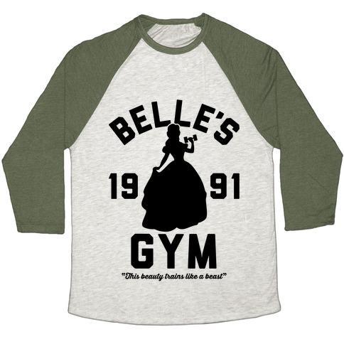 Virgin Teez  Baseball Tee Unisex Tri-Blend Baseball Tee / small / Oatmeal / Moss BELLE'S GYM UNISEX TRI-BLEND BASEBALL TEE