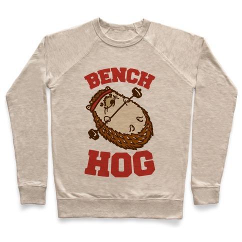 Virgin Teez  Pullover Crewneck Sweatshirt / x-small / Heathered Oatmeal BENCH HOG CREWNECK SWEATSHIRT