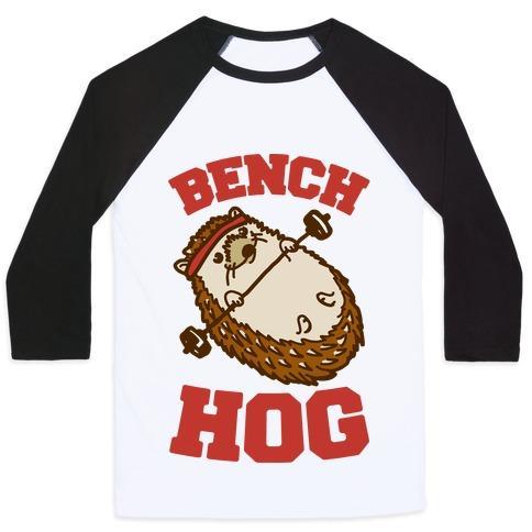Virgin Teez  Baseball Tee Unisex Classic Baseball Tee / x-small / White/Black BENCH HOG UNISEX CLASSIC BASEBALL TEE