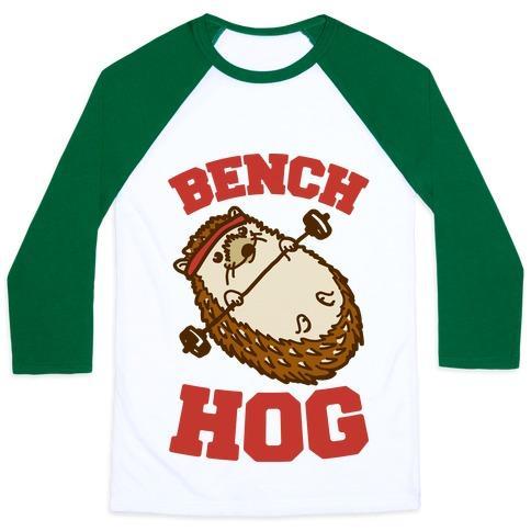 Virgin Teez  Baseball Tee Unisex Classic Baseball Tee / x-small / White/Dark Green BENCH HOG UNISEX CLASSIC BASEBALL TEE
