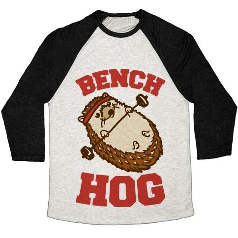 Virgin Teez  Baseball Tee Unisex Tri-Blend Baseball Tee / small / Oatmeal / Black BENCH HOG UNISEX TRI-BLEND BASEBALL TEE