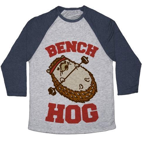 Virgin Teez  Baseball Tee Unisex Tri-Blend Baseball Tee / small / Athletic Gray / Navy BENCH HOG UNISEX TRI-BLEND BASEBALL TEE