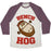 Virgin Teez  Baseball Tee Unisex Tri-Blend Baseball Tee / small / Oatmeal / Maroon BENCH HOG UNISEX TRI-BLEND BASEBALL TEE