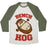 Virgin Teez  Baseball Tee Unisex Tri-Blend Baseball Tee / small / Oatmeal / Moss BENCH HOG UNISEX TRI-BLEND BASEBALL TEE
