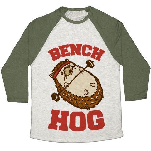 Virgin Teez  Baseball Tee Unisex Tri-Blend Baseball Tee / small / Oatmeal / Moss BENCH HOG UNISEX TRI-BLEND BASEBALL TEE