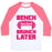 Virgin Teez  Baseball Tee Unisex Classic Baseball Tee / x-small / White/Neon Pink BENCH NOW, BRUNCH LATER UNISEX CLASSIC BASEBALL TEE