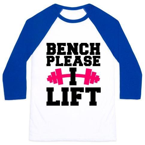 Virgin Teez  Baseball Tee Unisex Classic Baseball Tee / x-small / White/Blue BENCH PLEASE, I LIFT UNISEX CLASSIC BASEBALL TEE