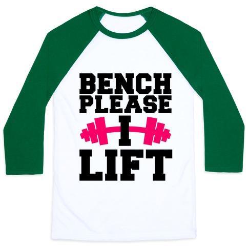 Virgin Teez  Baseball Tee Unisex Classic Baseball Tee / x-small / White/Dark Green BENCH PLEASE, I LIFT UNISEX CLASSIC BASEBALL TEE