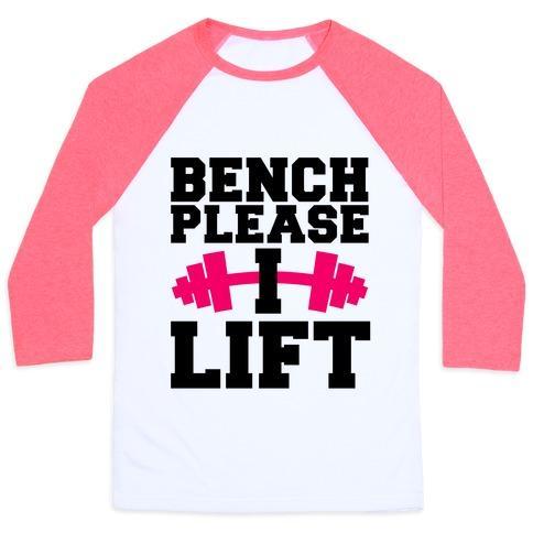Virgin Teez  Baseball Tee Unisex Classic Baseball Tee / x-small / White/Neon Pink BENCH PLEASE, I LIFT UNISEX CLASSIC BASEBALL TEE