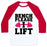Virgin Teez  Baseball Tee Unisex Classic Baseball Tee / x-small / White/Red BENCH PLEASE, I LIFT UNISEX CLASSIC BASEBALL TEE