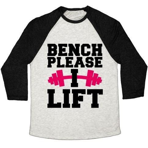 Virgin Teez  Baseball Tee Unisex Tri-Blend Baseball Tee / small / Oatmeal / Black BENCH PLEASE, I LIFT UNISEX TRI-BLEND BASEBALL TEE