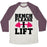 Virgin Teez  Baseball Tee Unisex Tri-Blend Baseball Tee / small / Oatmeal / Maroon BENCH PLEASE, I LIFT UNISEX TRI-BLEND BASEBALL TEE