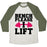 Virgin Teez  Baseball Tee Unisex Tri-Blend Baseball Tee / small / Oatmeal / Moss BENCH PLEASE, I LIFT UNISEX TRI-BLEND BASEBALL TEE
