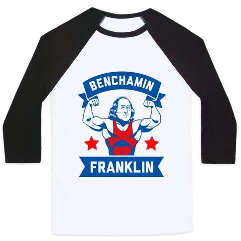 Virgin Teez  Baseball Tee Unisex Classic Baseball Tee / x-small / White/Black BENCHAMIN FRANKLIN UNISEX CLASSIC BASEBALL TEE
