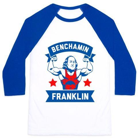 Virgin Teez  Baseball Tee Unisex Classic Baseball Tee / x-small / White/Blue BENCHAMIN FRANKLIN UNISEX CLASSIC BASEBALL TEE